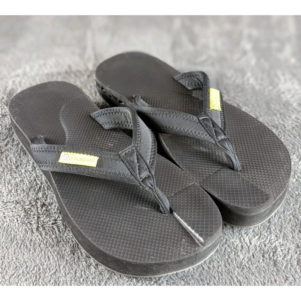 The Healing Sole Sandals Womens 9 Black Orthopedic‎ Flip Flops Plantar Fasciitis